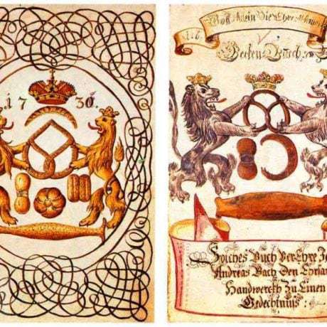 Pracík ako ústredný motív malieb, zobrazujúcich výrobky bratislavských pekárov, z cechových kníh z roku 1730 a 1640. Bratislava (okr. Bratislava 1-5). Prevzaté z Kovačevičová, S.: Človek tvorca. Bratislava1987, 104.