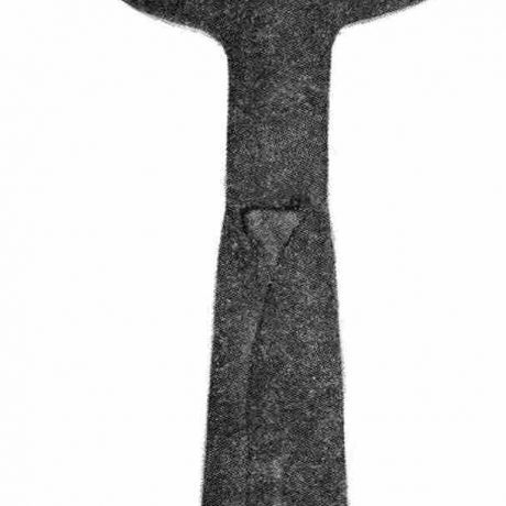 Trojzubá osť. Považský Chlmec (okr. Žilina), nedatované. Prevzaté z: J.Mjartan: Ľudové rybárstvo na Slovensku, Bratislava 1984, s.136-137.Neutorizované.