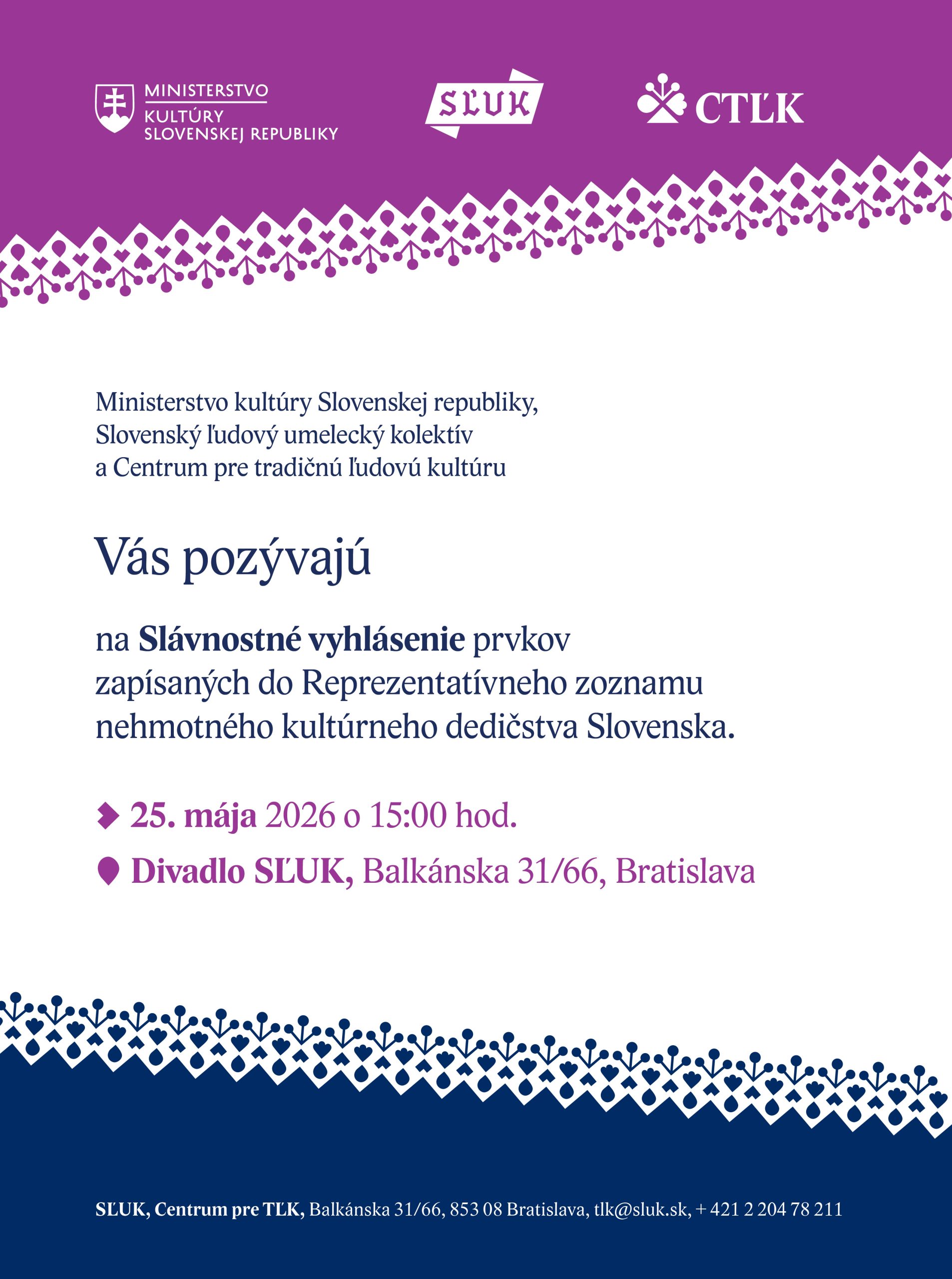 25. máj 2026 o 15:00, Divadlo SĽUK, Balkánska 31/66, Bratislava